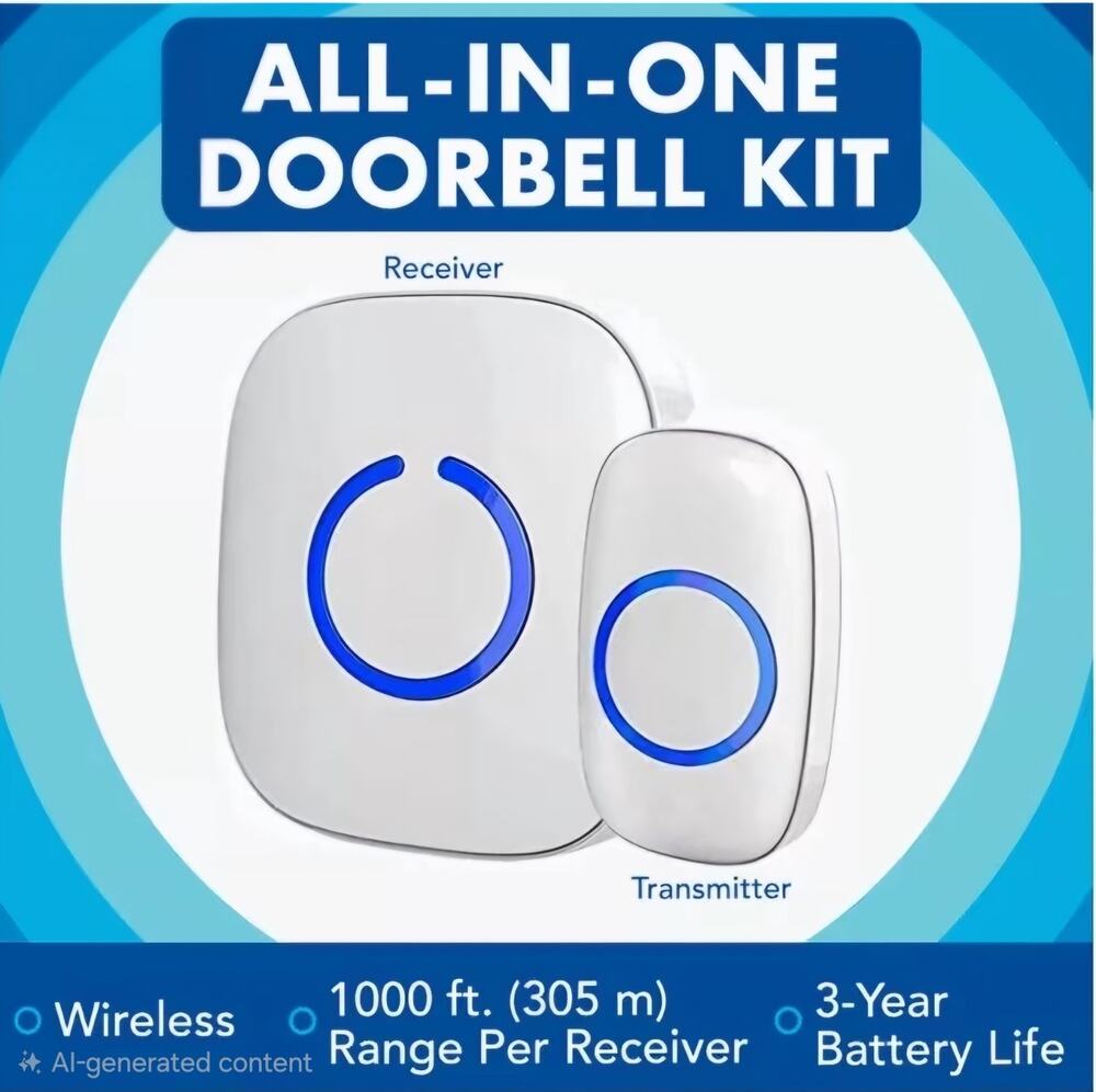 SadoTech Model C Wireless Doorbell Kit White NIB 52 Chimes 1000ft Range New